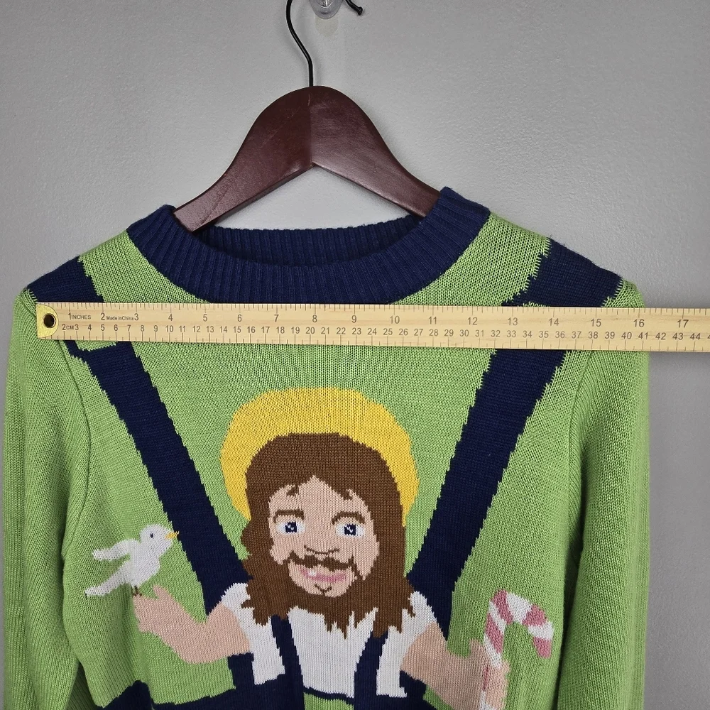 TIPSY ELVES Funny Knit Sweater Green Navy Mens Size S
